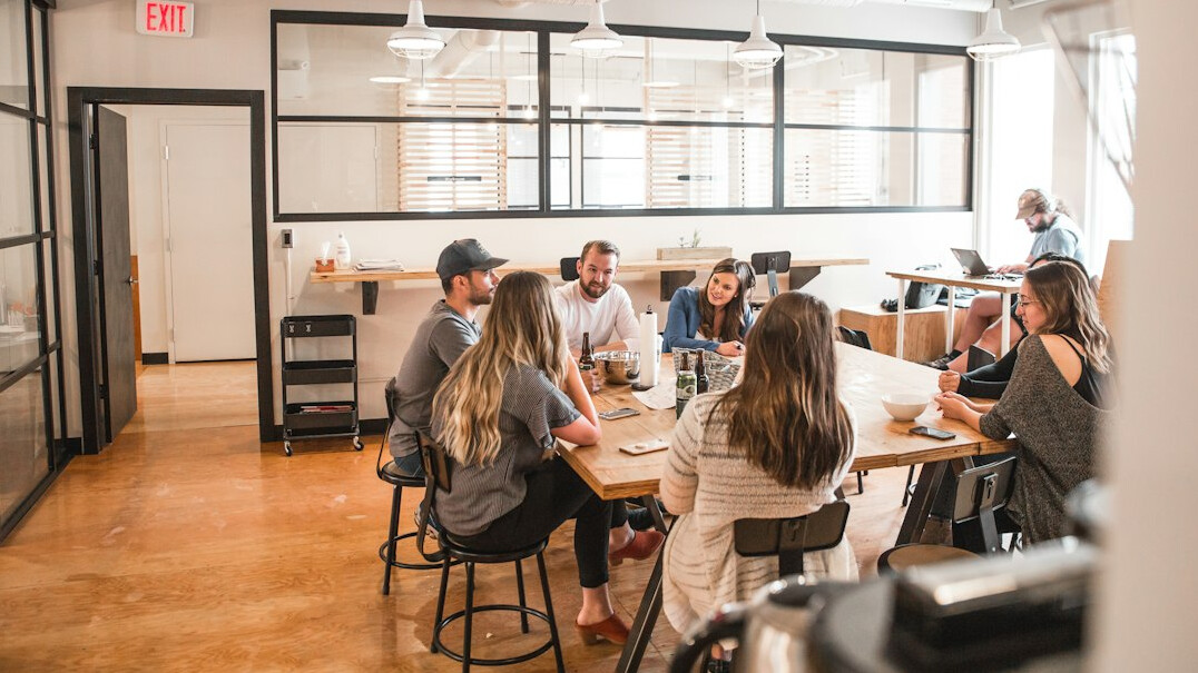 team discussing in office