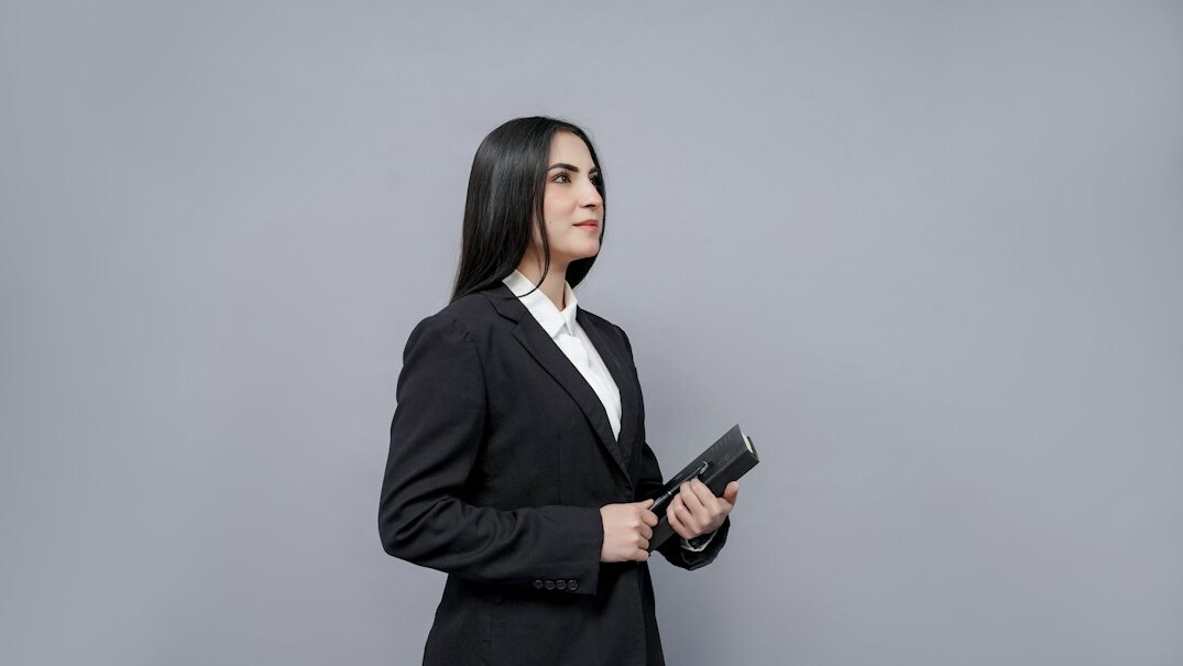 confident businesswoman speaking